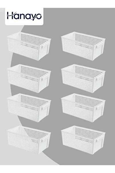 Hanayo Storage Baskets Set of 8 Plastic Storage Baskets Hollow Rectangular St...