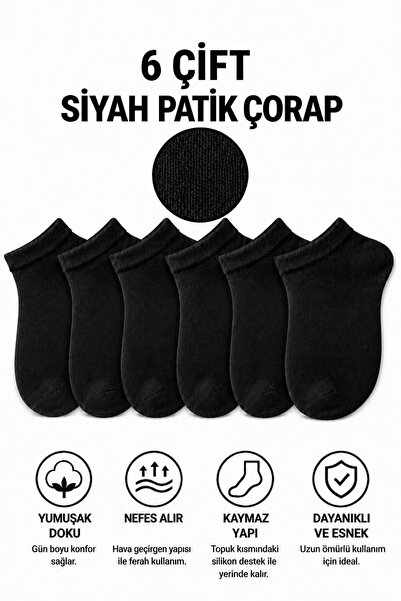 TreBears 6’lı Paket Unisex Patik Çorap Seti – Pamuklu Bilek Boy Patik Çorap, ...