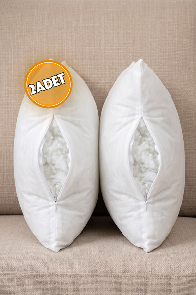 TOSHE Beyaz 2 Adet / Iç Yastık Fermuarlı Astar Kılıfı 50x50