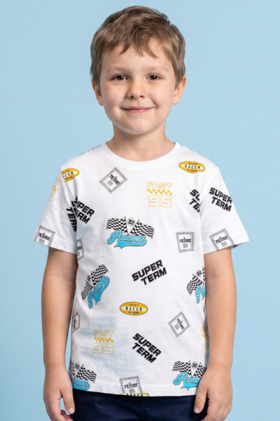 R&B Printed T-Shirt with Crew Neck and Short Sleeves