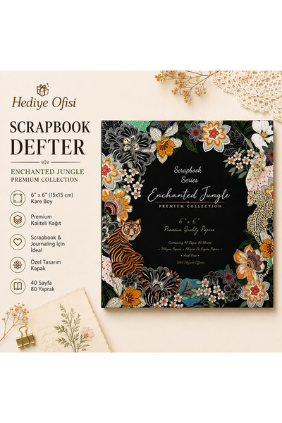 hediyeofisi Scrapbook Desen Defteri 6x6 İnç - 40 Sayfa Vintage Journaling Des...