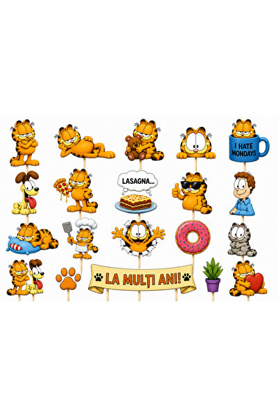 DecoParty Set de decorațiuni pentru tort – Tematică GARFIELD, 20 de piese, Ca...
