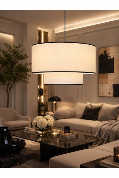 Emg DesiGn XXL Kumaş Sarkıt Avize 45 cm Çap Bohem Rustik Modern Vintage Salon...