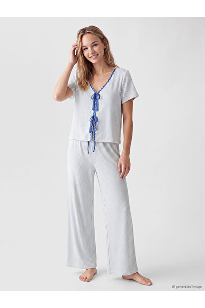 LC Waikiki V Planting Stripes Women's Pajama Set for Style Enthusiasts from U...