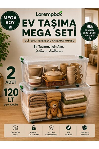 LOREMPBOX Home Moving Mega Set |   2 Pieces of 120 Lt Giant Storage Box |   M...