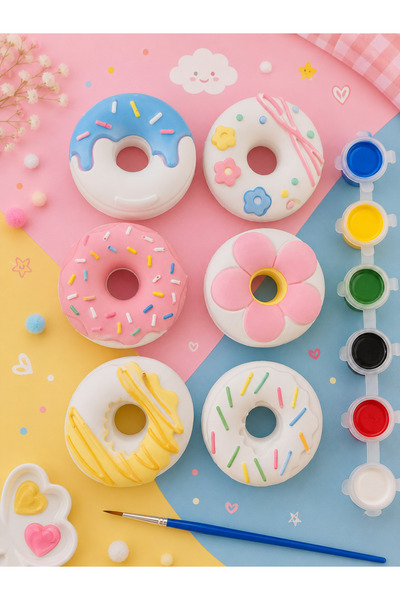 Nox Atelier Donut Boyama Seti 6'lı – Kendin Boya Hobi ve Aktivite Seti Boya v...