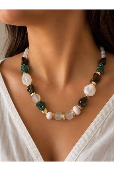 BIJUTERI Multicolored Bead Necklace