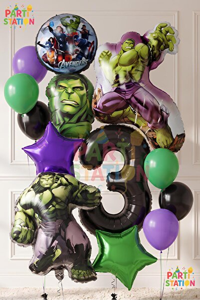 Parti Station Avengers Hulk Balloon 3 Year Old Set 13 Pieces Large Size Ballo...