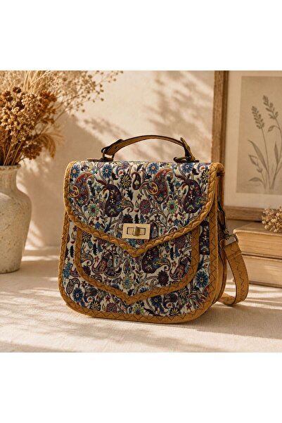 BIJUTERI Cnt-6015 Tan Paisley Patterned Tapestry Shoulder Bag |   Eos Collective