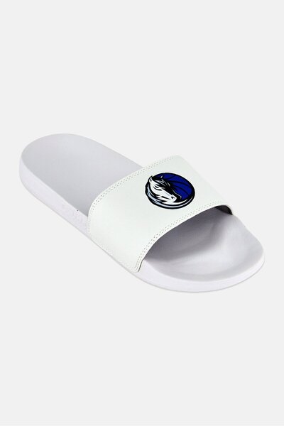 iSlide Men Dallas Mavericks Primary Logo Slip On Slides, White