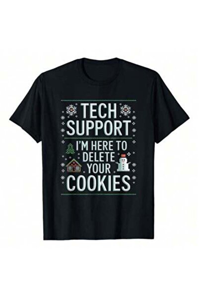 LİNA06 تي شيرت مطبوع عليه عبارة "Tech Support Delete Your Cookies Funny Holid...