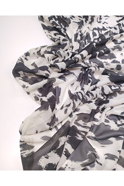 Kumaş Parça Black and White Patterned Flexible Mesh Fabric, Thin and Soft for...