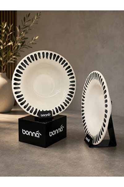 Bonna Lavis Black Albus Çukur Tabak 27 cm 500 cc 2'li salata/bowl/sulu yemek/...