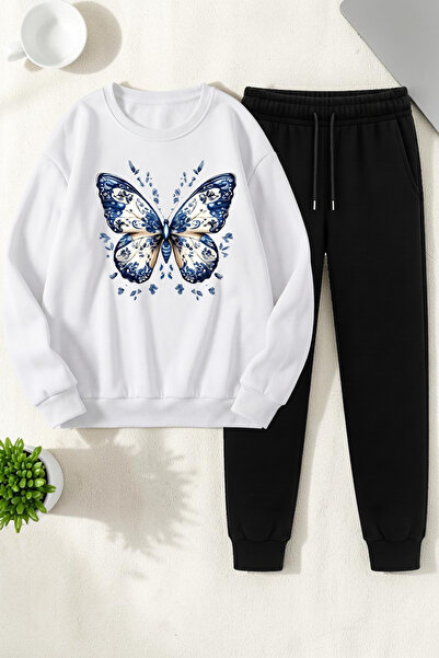 uyguntarz Unisex Patterned Butterfly Design Printed Crew Neck Sweatshirt - 2-...