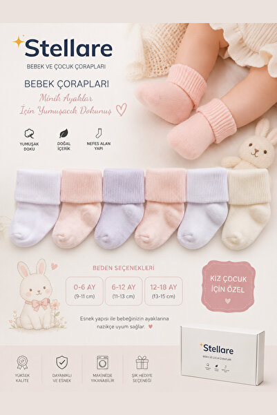 stellare Organic Cotton Premium Baby Socks in a Box of 6 (0-18 Months) – Spec...