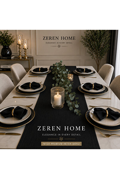 Zeren Home Μαύρο λινό επιτραπέζιο ράνερ – Ανθεκτικό στους λεκέδες, απαλό ύφασ...