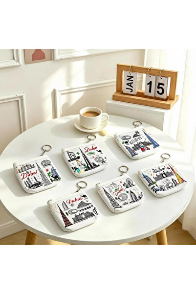 NUJET 1 Dubai landmark hand-painted cosmetic bag pattern random portable keyc...