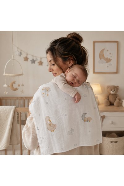 MİLNA BABY&KİDS 3-Piece Muslin Shoulder Cloth Double Layer 100% Cotton 55X60 cm Baby Mouth and Sweat Cloth