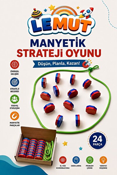 Lemut Stones Manyetik Taş Oyunu - Çocuklar ve Yetişkinler için 24 Parça Manye...
