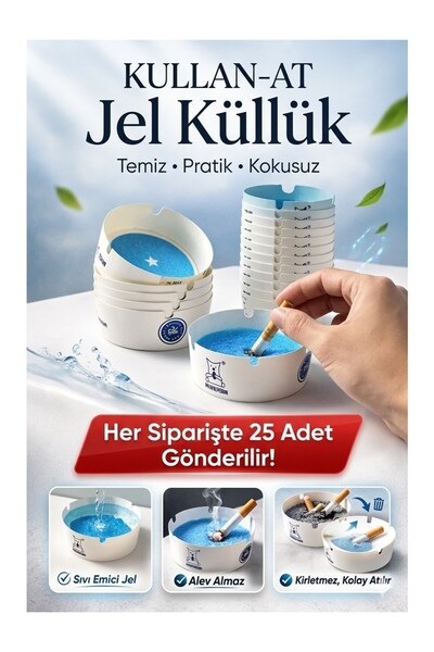 CK House Set od 25 gel pepeljara, bez mirisa, prenosivi, praktični, jednokrat...