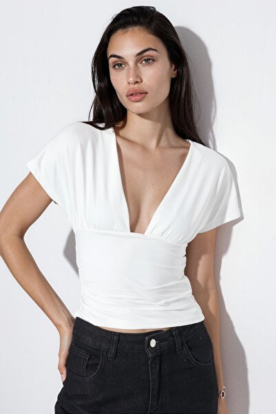 Hiccup Busem Tie-Detail Slim Fit Crop Blouse