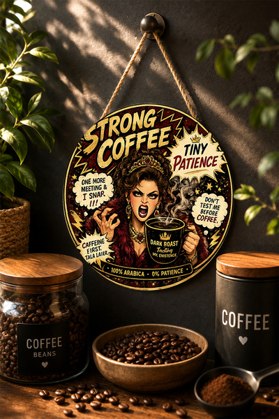 Mayeka Strong Coffee Tiny Patience Angry Woman Round Mdf Table Coffee
