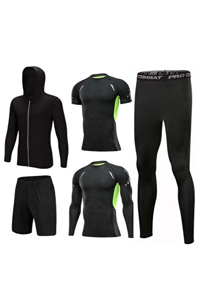 Joychic Men's 5Pcs Sportswear Quick Dry Fitness Workout Suits, Workout Clothe...