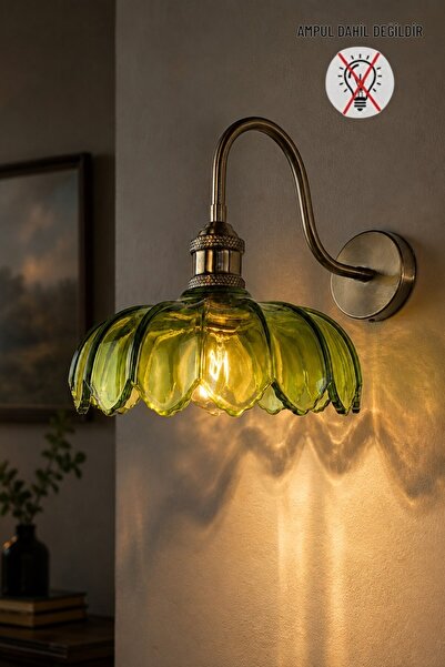 Bamyum Bloom Green Glass Sconce Wall Lamp Modern Hotel Cafe Vintage Living Ro...