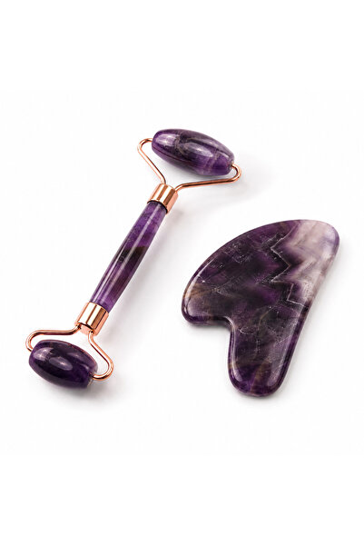 craftmystic Set Gua Sha si Roller din Ametist - Calm, Echilibru si Frumusete ...