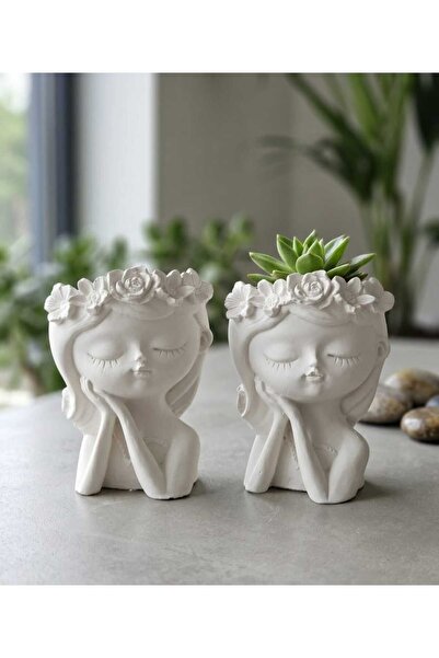 Lonca Home LONCAHOME 2 li Çiçekli kız saksı & Mum obje