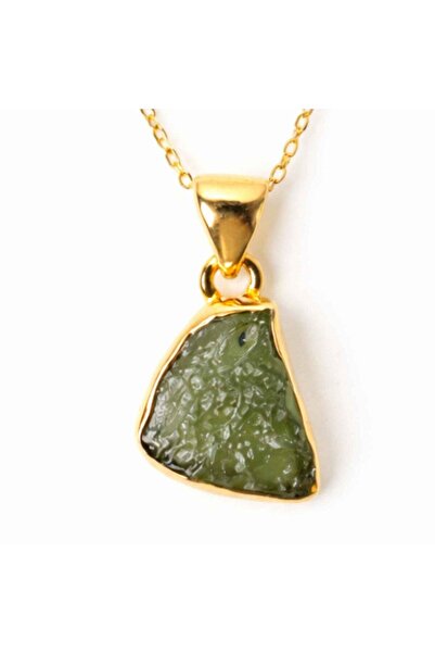 craftmystic Rough Moldavite Irregular, 925 Silver, 18K Gold Plated - Energy a...