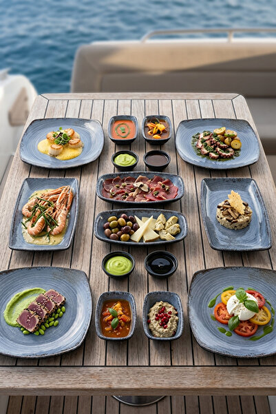 Happy Chef Blue Nebula 16 Parça Yemek Takımı, Çanta Hediyeli, Thermoset Melamin