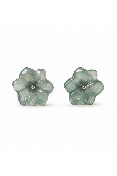 craftmystic Cercei Argint 925 cu Jad in Forma de Floare - Armonie, Noroc si F...
