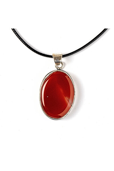 craftmystic Adjustable necklace with oval pendant made of natural carnelian -...