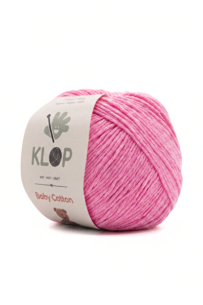 KLOP %100 Pamuk Punch (Panç) İpi 50 gr 130 mt Amigurumi Baby Soft Örgü İp Pembe