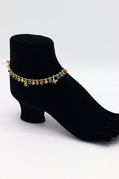 Midyat Nurtaş Gümüş Sıra Taşlı Kelebek Kalp Anahtar Model Gold Renk 925 Ayar ...