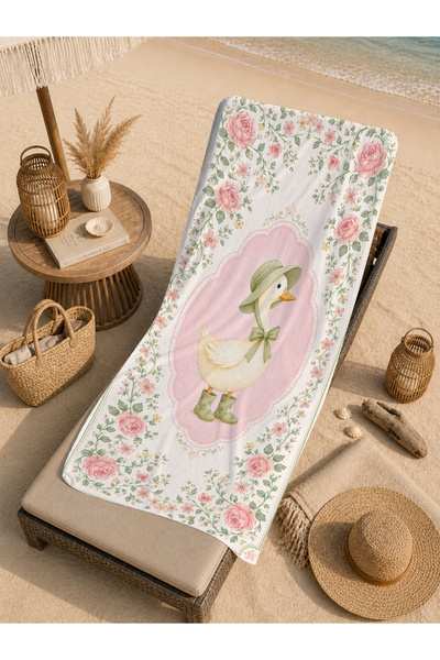 Evmila Fairy Tale Fairy Girl White Goose Patterned 70X150 Beach Towel - Digit...