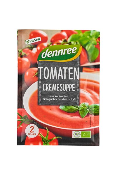 Dennree Cremă de supă de roșii, plic bio, 40g