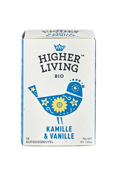 HIGHER LIVING Ceai de mușețel și vanilie, 15 plicuri organice, 30g