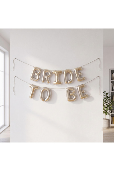Leyli Kına Gümüş Folyo 'BRIDE TO BE' Yazılı 2mt ipli 16 INC 40 CM Balonlu Ban...