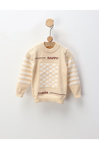 MiniKids Pulover baietei HAPPY crem