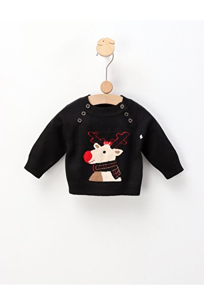 MiniKids Pulover Mohair, cu Ren, negru