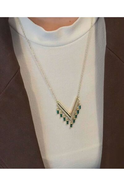 Niceboutique Design Gold Green Stone Elysia Necklace