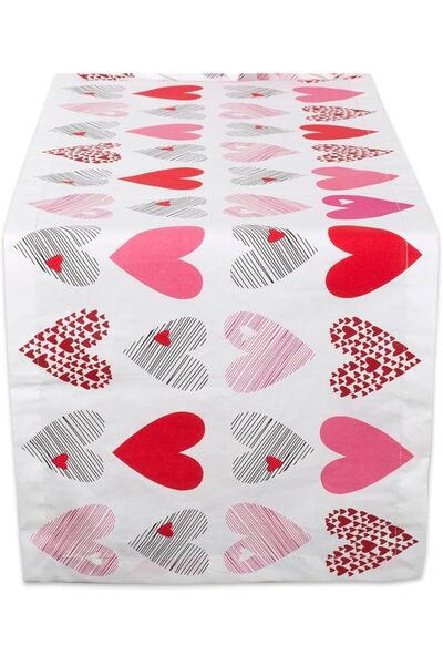 DII Valentine's Day Table Top Collection, Table Runner, 14x108, Hearts Collage