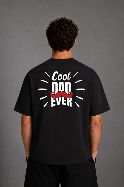 VSRN Tricou oversize negru cu imprimeu pe spate, design Cool DAD