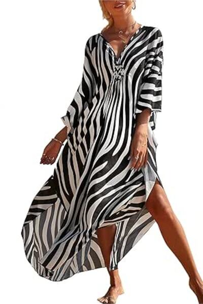 GENERAL Women Bohemian Kaftan Maxi Loungewear Nightgown Kimono Oversized Slee...