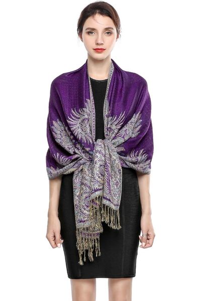 EASELAND Pashmina Scarf for Women Warm Wrap Feel Shawl Paisley Hijab in Rich ...