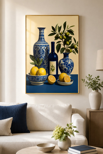sayetablo Zeytin ve Limon Esintisi - Gerçek Cama Baskı Gold Alüminyum Metal Ç...