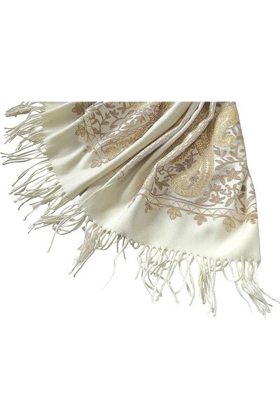 Urban CoCo Women's Embroidered Oversize Tassel Shawl Scarf