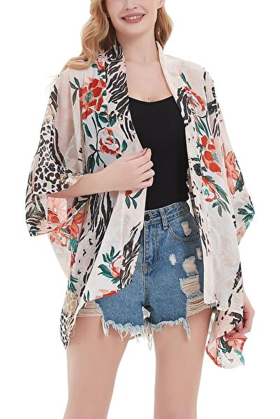 Maxfort Women's Loose Print Sheer Chiffon Kimono Beach Swim Cover up Cardigan...